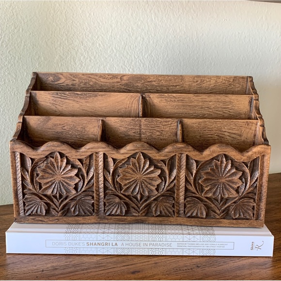 Vintage Office Vintage Lerner Melville Carved Desk Organizer Mail